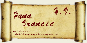 Hana Vrančić vizit kartica